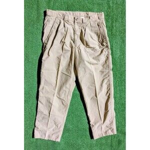 TravelSmith Mens Nylon Med Security Pocket Khaki Pleated Travel Pants USA EUC